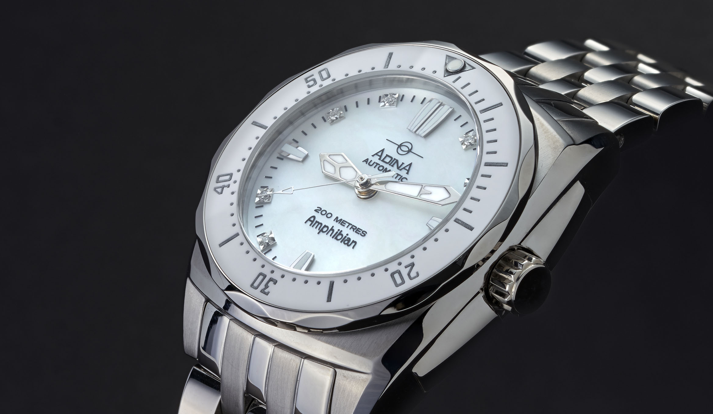 Automatic Amphibian Ladies Diamond Set Dress Dive Watch CT111 S0XB
